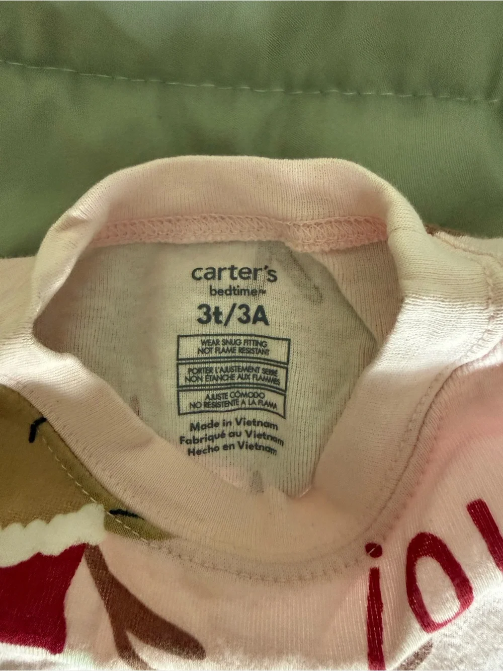 Carter's Light Pink Reindeer Pajama Set with Red Accents